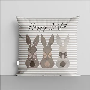 Великденска декоративна възглавница "Happy Easter" със зайчета