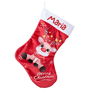Χριστουγεννιάτικη Κάλτσα με Ελάφι Merry Christmas με Επιγραφή — προβολή 2