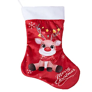 Χριστουγεννιάτικη Κάλτσα με Ελάφι Merry Christmas με Επιγραφή — προβολή 3